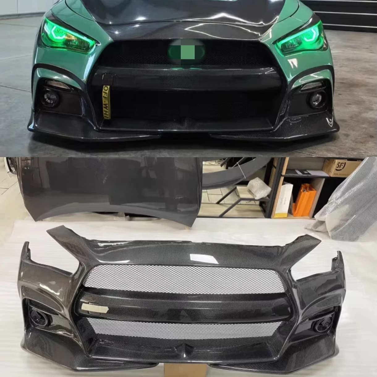 Carbon Fiber Front Bumper for  Q50 Q50s 2014-2020 Upgraded V2 Style INFINITI Q50 Front Bumper