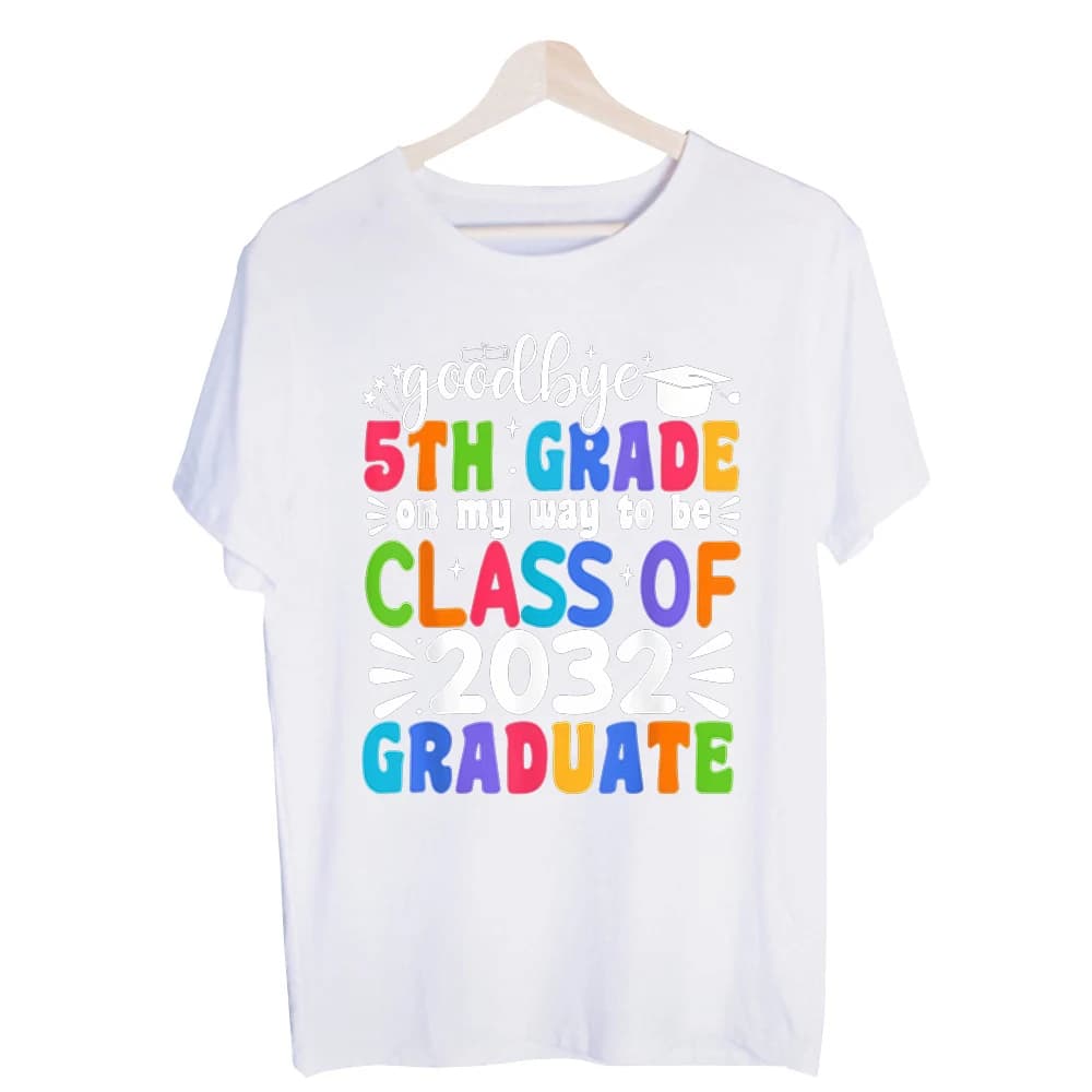 Kids' Graduation Typography Print Graphic Tee, Short Sleeve Crew Neck T-Shirt for 5th Grade Graduation and School Events