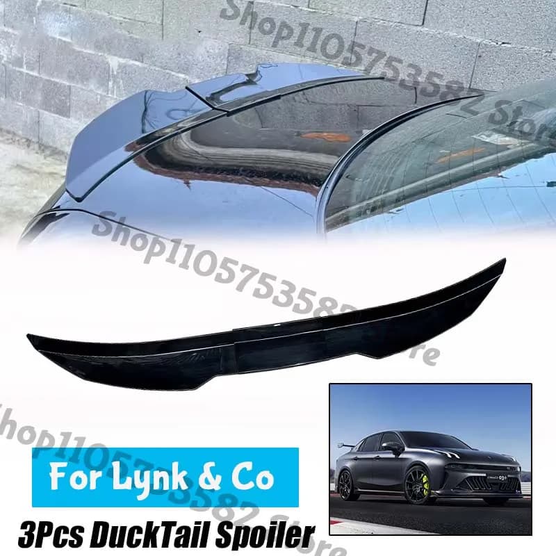 3Pcs Ducktail High Kick Trunk Spoiler For Lynk & Co Universal Rear Boot Wing For Multi Models Car