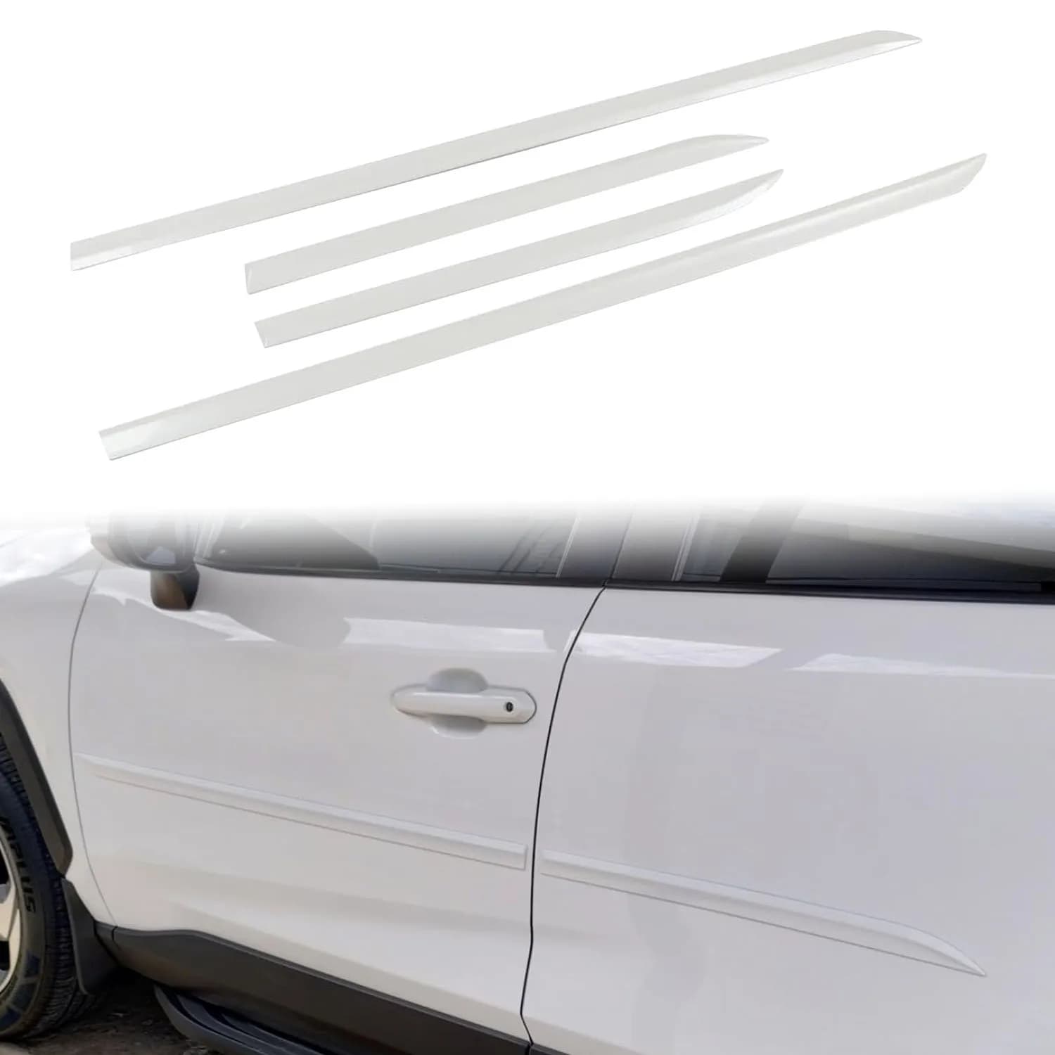 For Toyota RAV4 2019-2025 Exterior Car Side Door Body Molding Bump Protector Edge Guards Molding Strip Cover Trim 4pcs