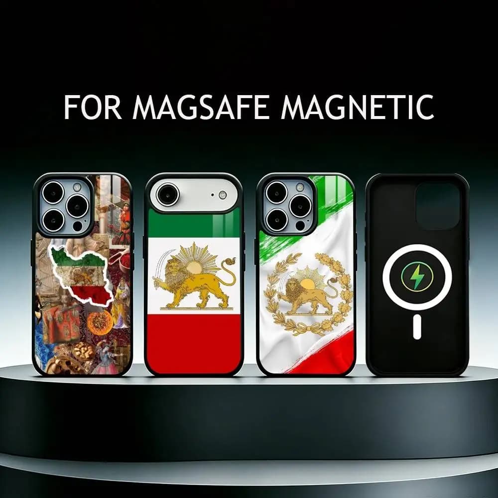 Lion Flag of Iran Phone Case For iPhone17,16,15,14,13,12,11 Plus,Pro Max Magnetic For Magsafe Wireless Charging