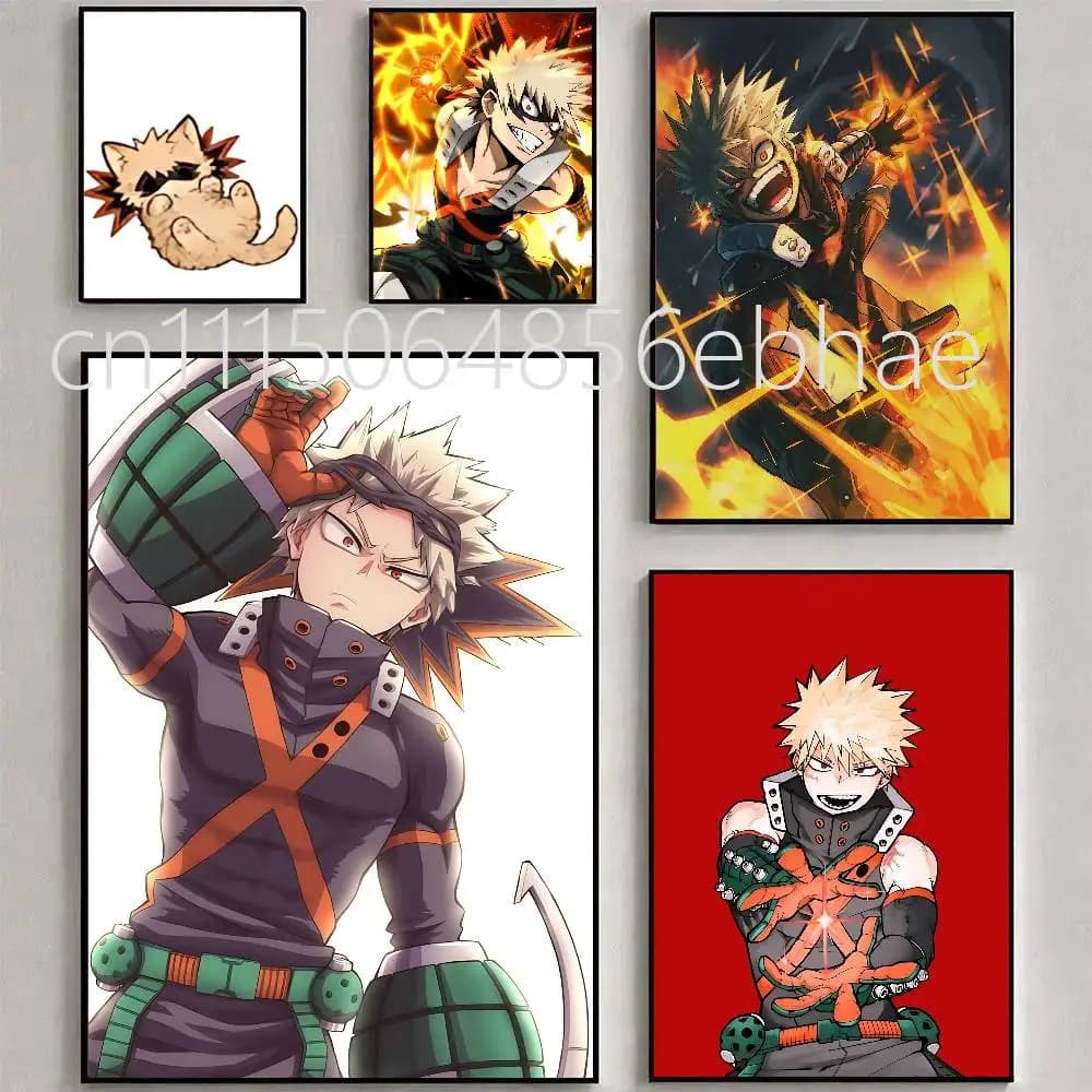FOR MHA Katsuki Bakugo Poster HD Print Home Decor Wall Art Mural Room Bar Decoration
