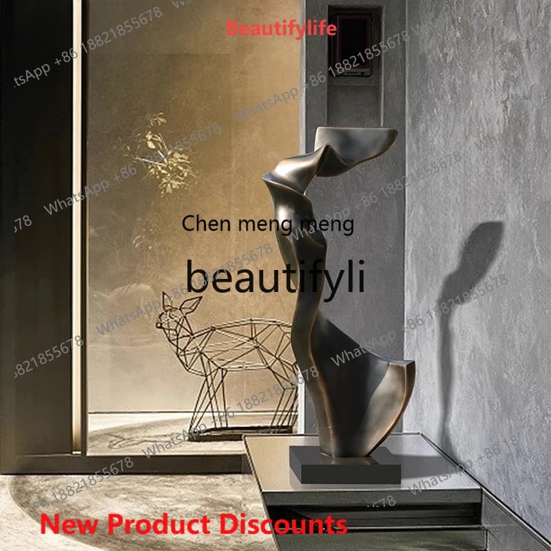 cn8350 ss Hotel Lobby Abstract Sculpture Ornament Sales Office Hall Soft Decoration Villa Entrance Floor Standing