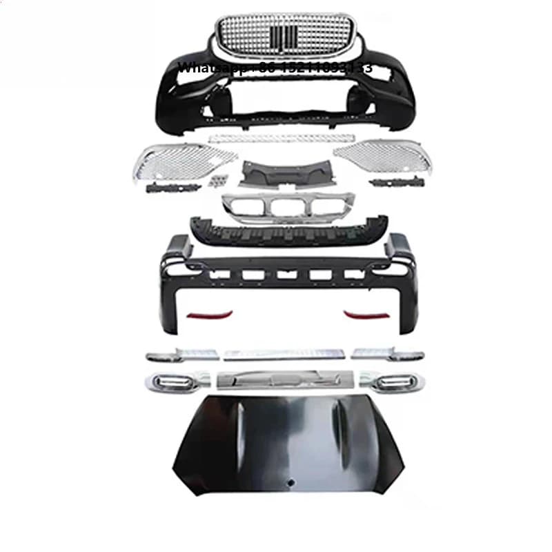 Car Body Kit Retrofit for Mercedes V-Class W447 Upgrade GLS MAY Style Look Exhaust Bumpers Hood Grille Set PP Material Screw-On