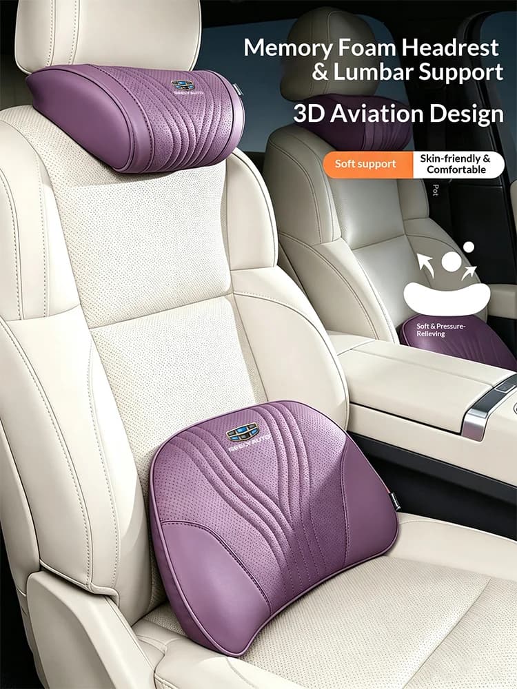 Car Headrest Neck Support Seat Lumbar Cushion Breathable Neck Pillow Waist Pad For Geely GeometryC Monjaro Coolray Emgrand EC7