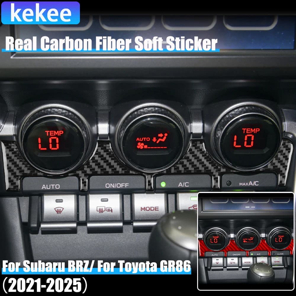 Real Carbon Fiber Car Accessories Climate Control Cover Soft Sticker For Subaru BRZ/ For Toyota GR86 2021 2022 2023 2024 2025