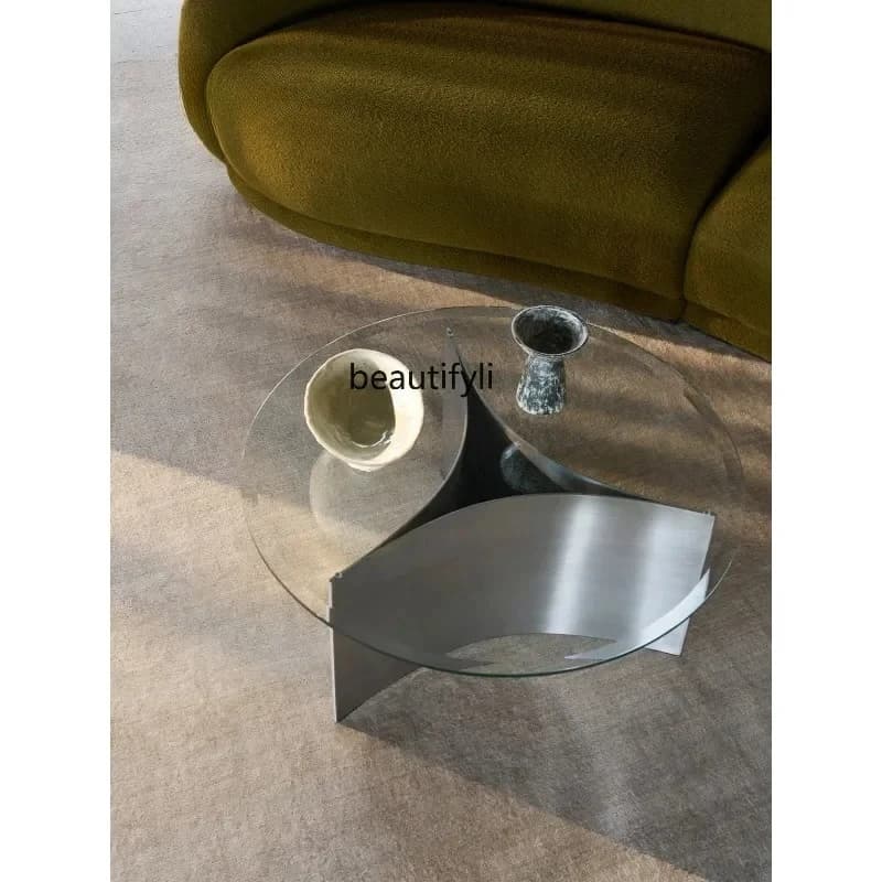 Tempered glass coffee table living room household small apartment coffee table modern minimalist side table