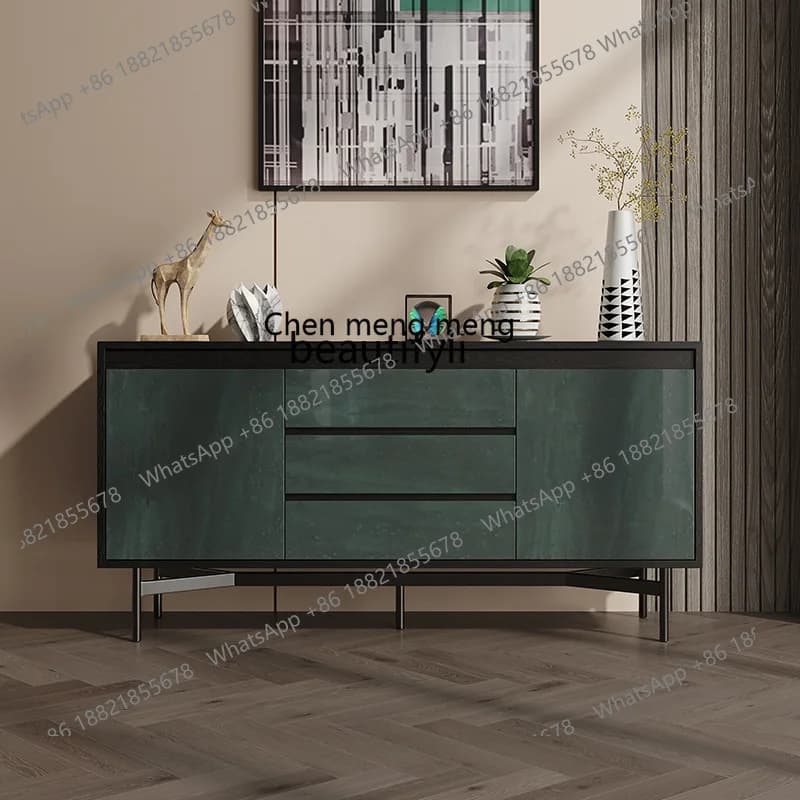 X Light luxury dining side cabinet, living room wall solid wood decoration, modern simple drawer storage entrance cabinet