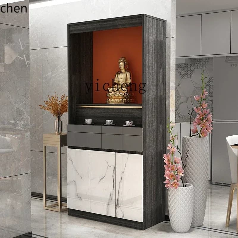 a7 Modern Light Luxury Buddha Cabinet with Door Shentai Standing Cabinet Household Living Room God of Wealth Sacrifice Table