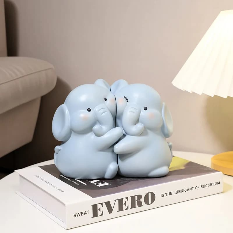 A Pair of Elephants, Ducks, Hugging Animals, Decorative Book Heads, Office Desks, and Home Bookshelf Decorations