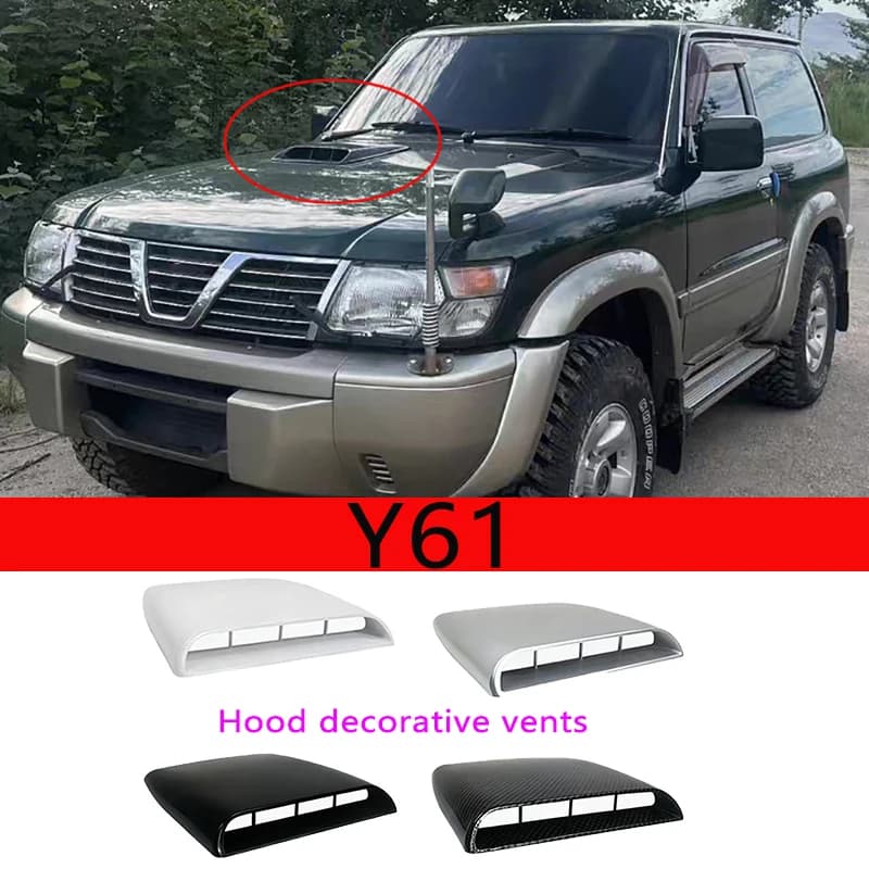 For Nissan Patrol Y61 Hood Vents 4 Colors Available Matches Body Color Patrol GU Hood Decorative Vents Car Trim