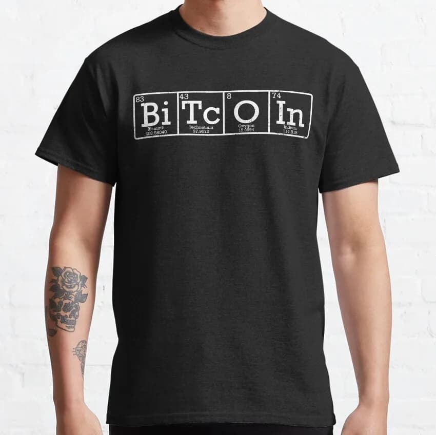 BITCOIN Periodic Table  Gift t shirt for Crypto Traders Bitcoin Symbol tee 100% cotton printed Graphic clothes All size tops