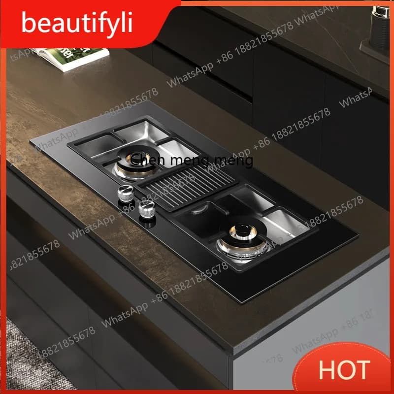 A139 Embedded hidden gas stove Embedded undercounter three-eye stove Natural gas rock slab stove