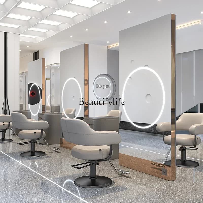 06Barber Shop Mirror Hair Cutting Mirror with Light Single-Sided Double-Sided Full Body Floor
