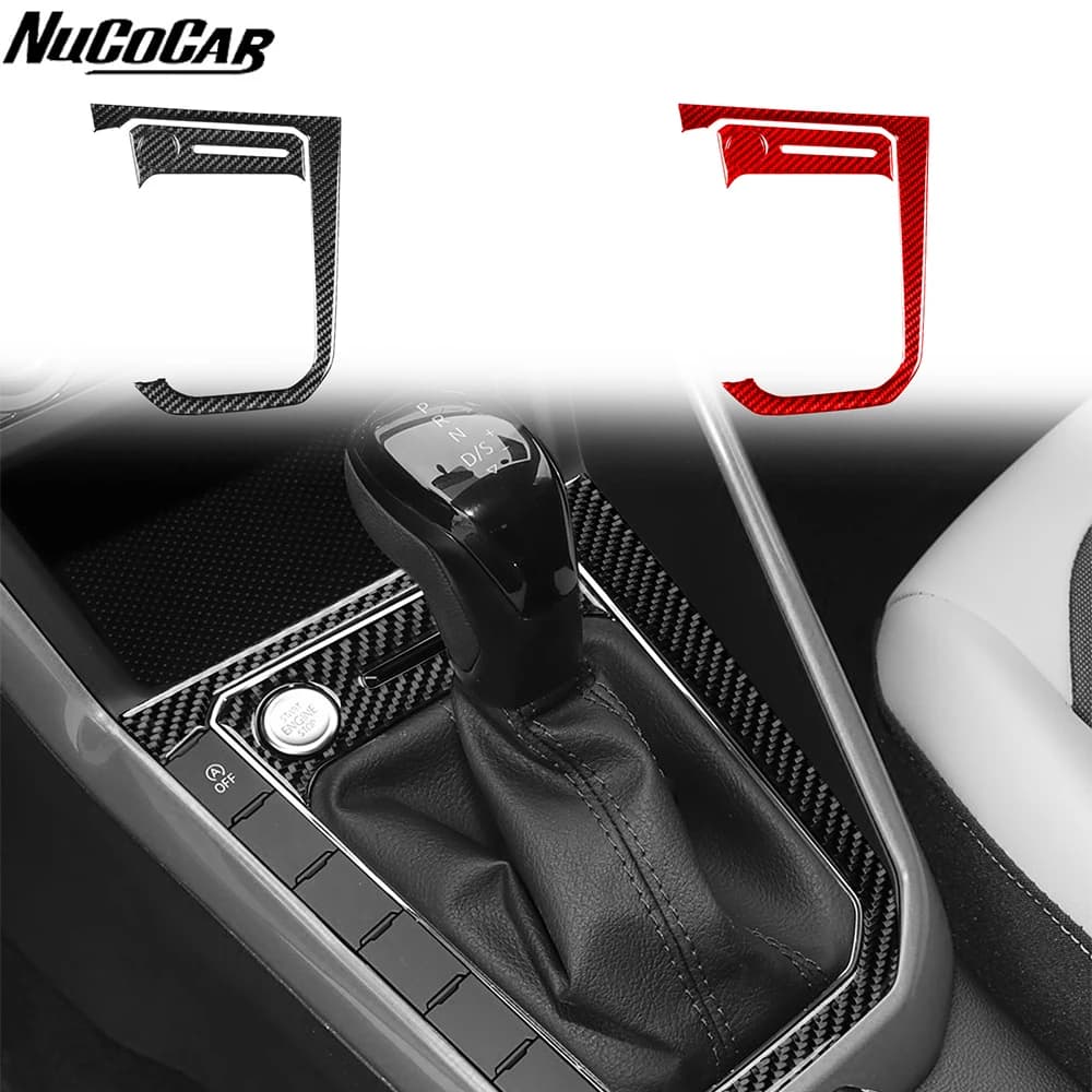 For VolkSwagen POLO 2019-2025 Carbon Fiber Central Gearshift Start Panel Trim Cover Car Accessories Interior Decorative Stickers