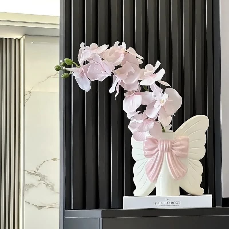 Creative Butterfly Ceramic Vase Ornament Light Luxury High-end Living Room Floreros Altos تحف كبيره للمنزل В Скандинавском Стиле