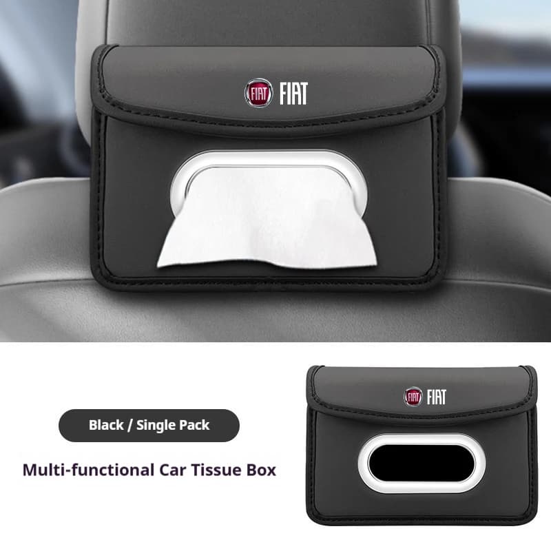 1Pc Leather Car Tissue Box for Fiat 500 Abbas Panda 500e Tipo Cronos Argo Ducato Back Seat Hanging Tissue Storage Accessory