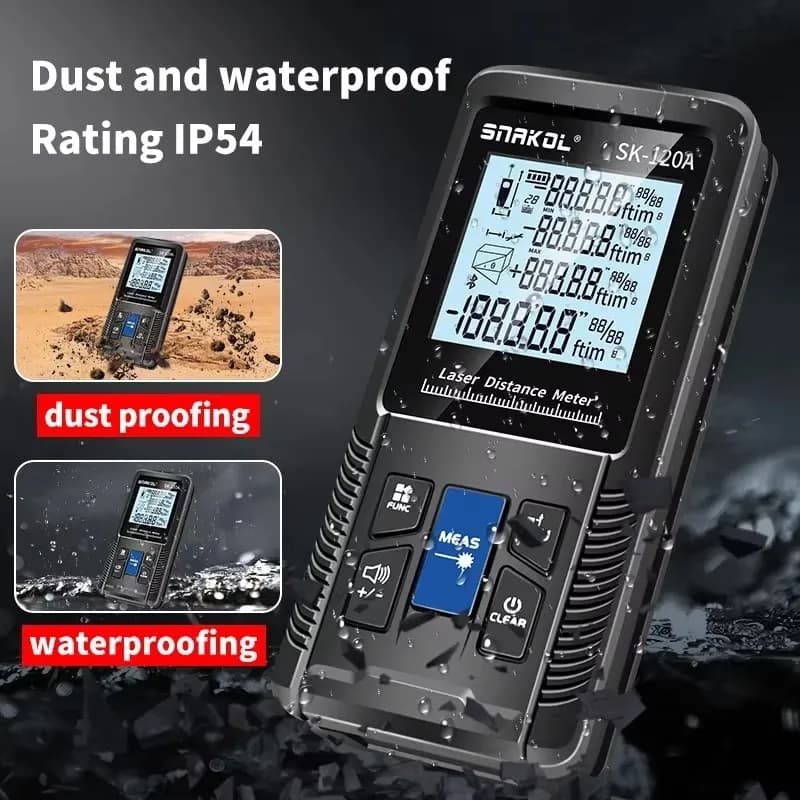 SNAKOL 3-in-1 High Precision Laser Rangefinder Tape Measure, 40-120m Digital Distance Meter, Portable Electronic Measuring Ruler