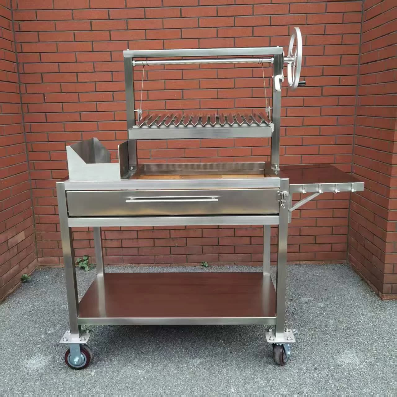 40" New Design Wood Charcoal Stainless Steel BBQ Grill With Fire Basket   Grill