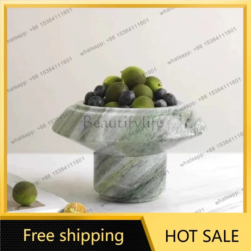 pg Any Size Custom High End Marble Fruit Bowl Natural Stone Tray Villa Show Flat Decor Luxury Coffee Table Home Hotel Ornament