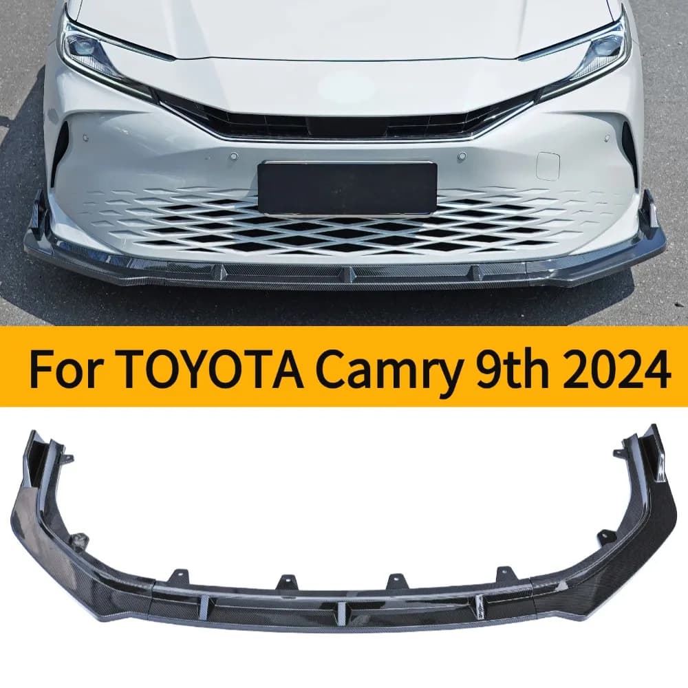 3PCS FOR TOYOTA Camry 9th 2024  ABS Gloss Black or Carbon Look Front Bumper Lip Splitter Spoiler Refit Accessories
