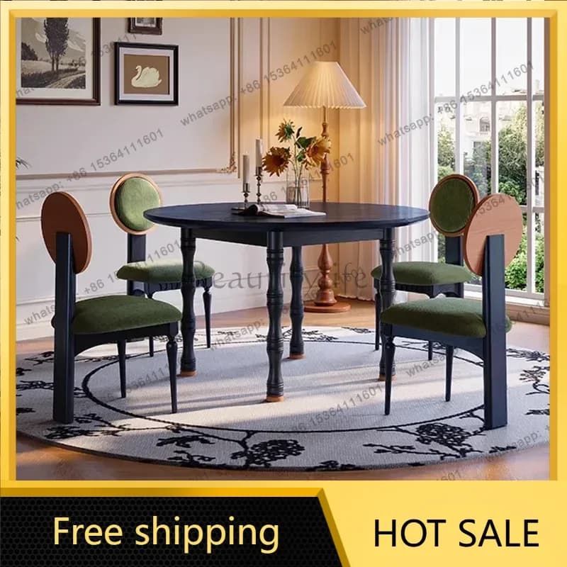 LJY Round Kitchen Dining Table Restaurant Coffee Wood Side Dining Table Chairs Small Hallway Space Saving Muebles Home Furniture