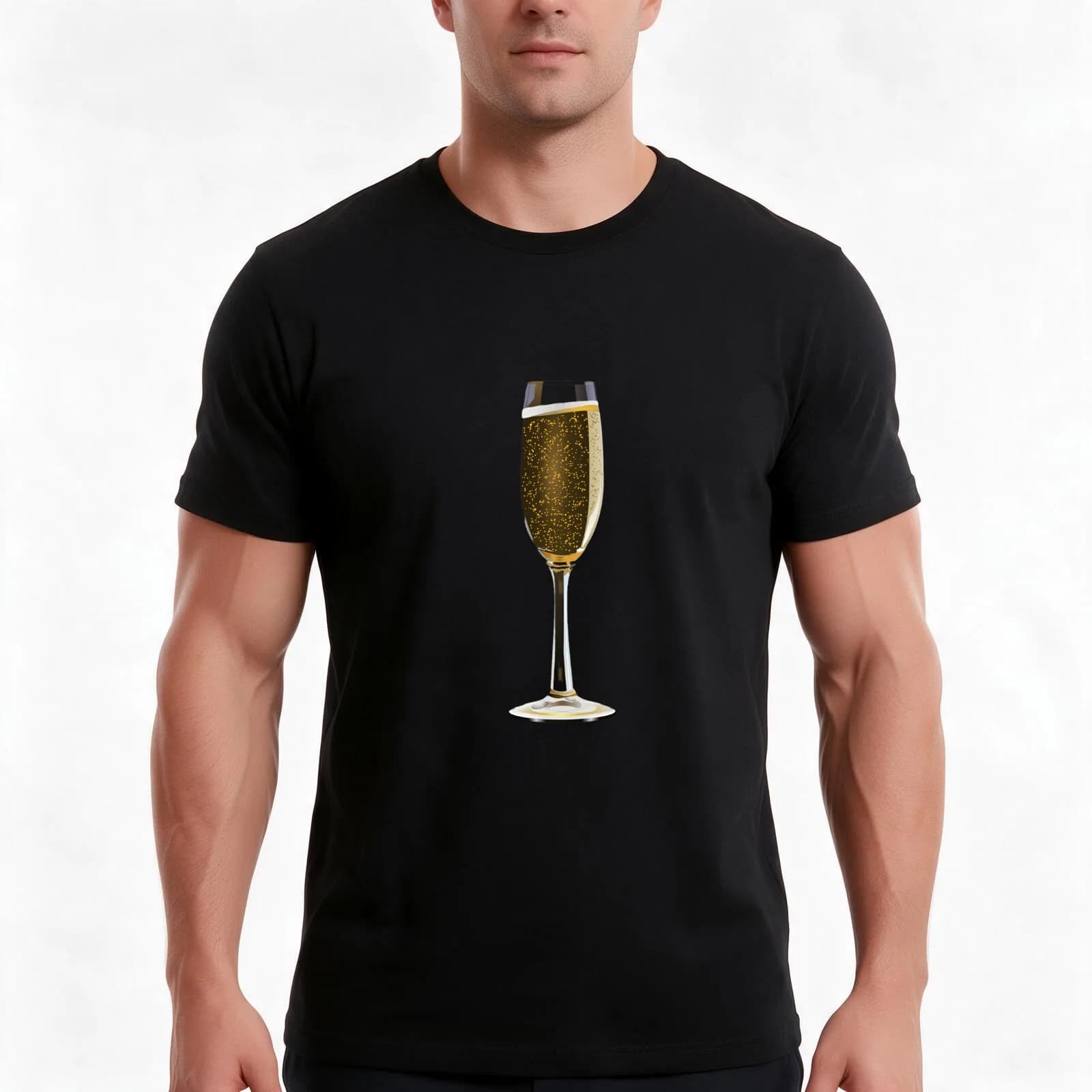 Champagne T-Shirt, Summer Casual Cotton Tee, Oversized Streetwear Tops, Vintage Graphic Print, Loose Fit Short Sleeve