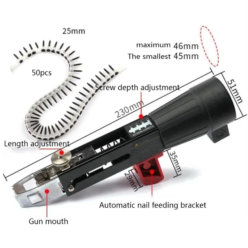 Adjustable Electric Drywall Screwdriver Gun Wodworking Tools Cordless Power Drill Screw Length and Depth Easy to Use Carpentry
