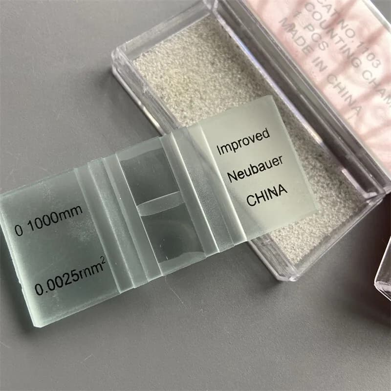 0.10mm 1/400mm Neubauer Improved Bright-Line Cell Counting Chamber Hemocytometer 75x33x4.8mm Microscope