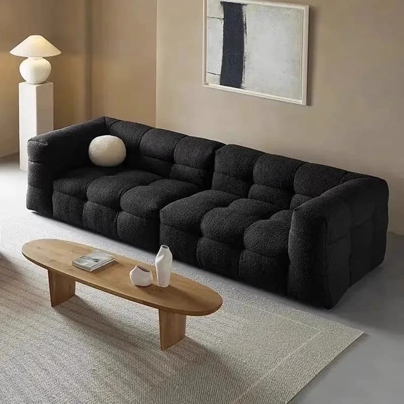 Vacuum compression retro marshmallow fabric sofa small apartment living room Nordic Internet celebrity lamb wool home furniture