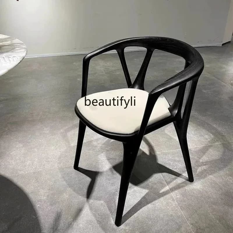 ss8350 designer solid wood special-shaped household dining chair medieval quiet style personalized high-end armrest back chair
