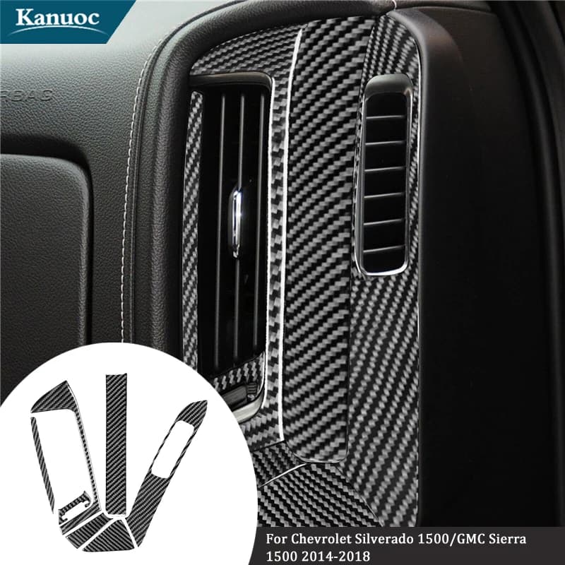 Driver Side Air Vent For Chevrolet Silverado 1500/GMC Sierra 1500 2014-2018 Carbon Fiber Stickers Car Interior Accessories