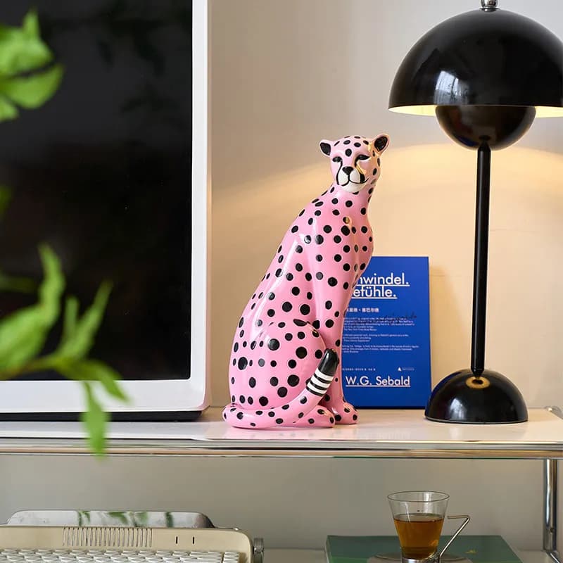 French Resin Leopard Statue, Home Decor for Living Room, TV Cabinet & Entryway Wealth Lucky Mascot, Modern Housewarming Gift