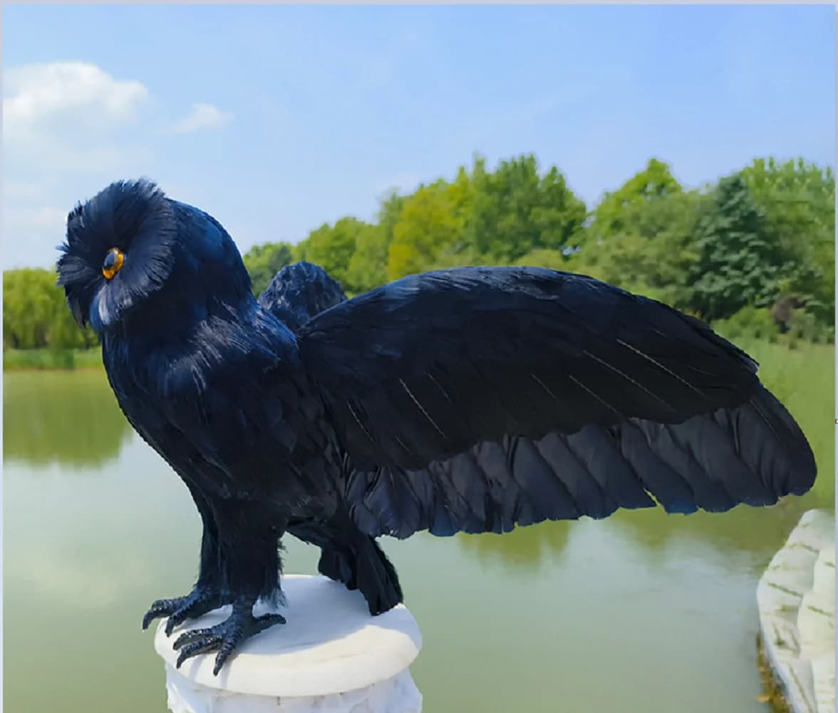 new simulation owl model foam&feathers black wings owl home decoration gift about 30x60cm xf2996