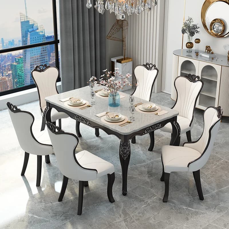 Italian Deco Design Dining Tables Square Modern Black White Kitchen Dining Tables Marble Luxury Mesas De Salon Comedor Furniture