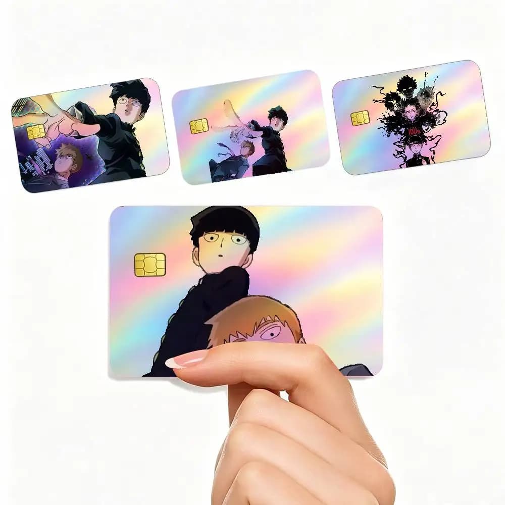 COOL Mob Psycho 100  4pcs 1Set Card Stickers Small Waterproof Chip 4PCS Card Sticker Anti-Scratch