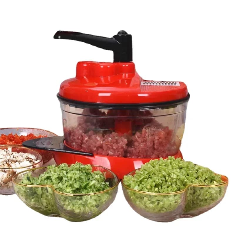 Food Processing Kitchen Manual Power Mixer Meat Vegetable Shredding Stainless Steel Blade Cutting Machine