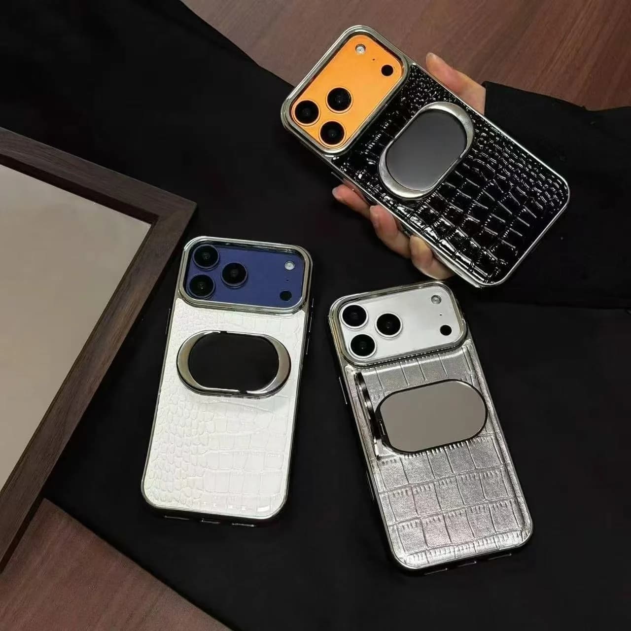 Crocodile Pattern Leather Phone Case IPhone 18 promax 17 Pro 15 14 13 17 16 Pro Luxury Electroplated Frame Shockproof Back Cover