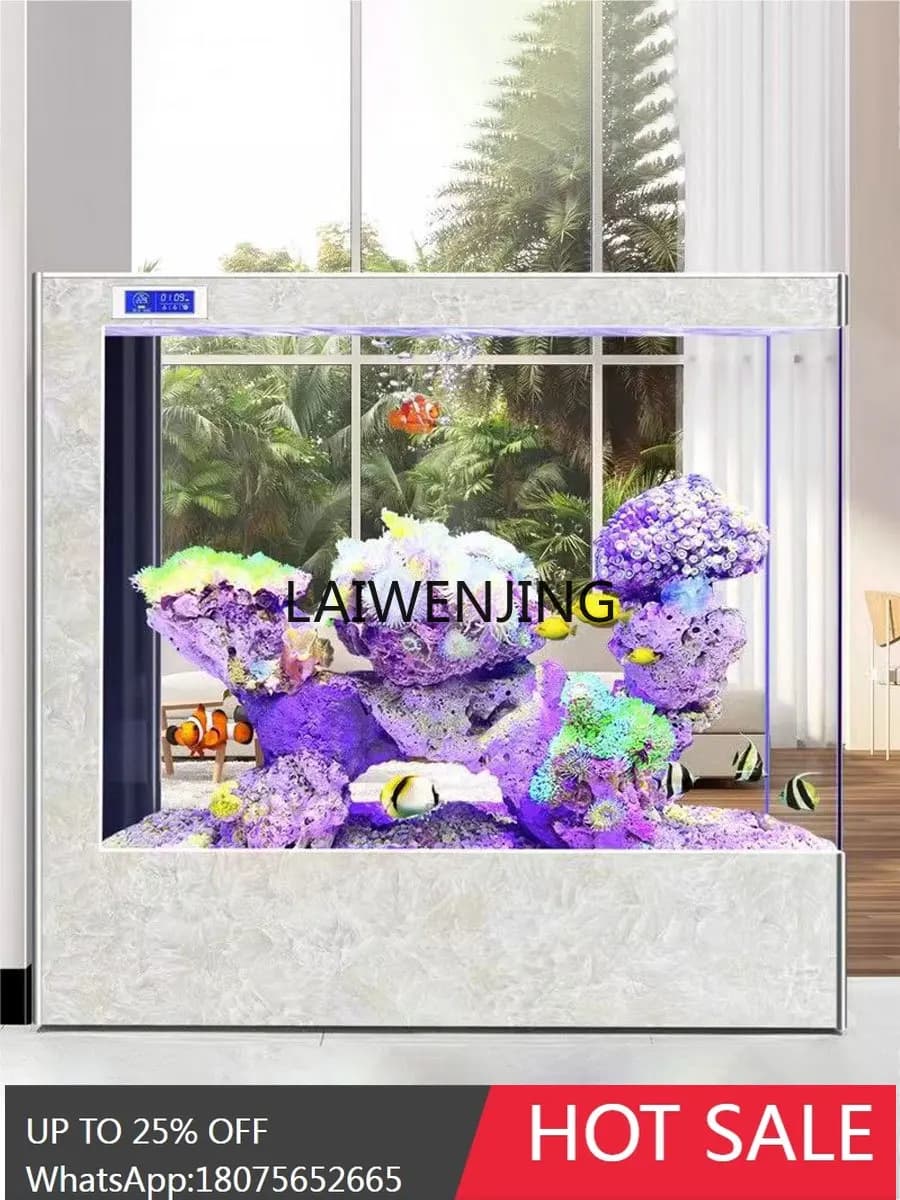 SGF floor-to-ceiling ultra-white square tank lazy water-free glass fish