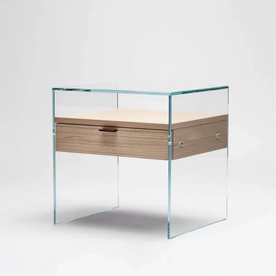LTT simple Italian minimalist suspension tempered glass bedside table edge few creative light luxury