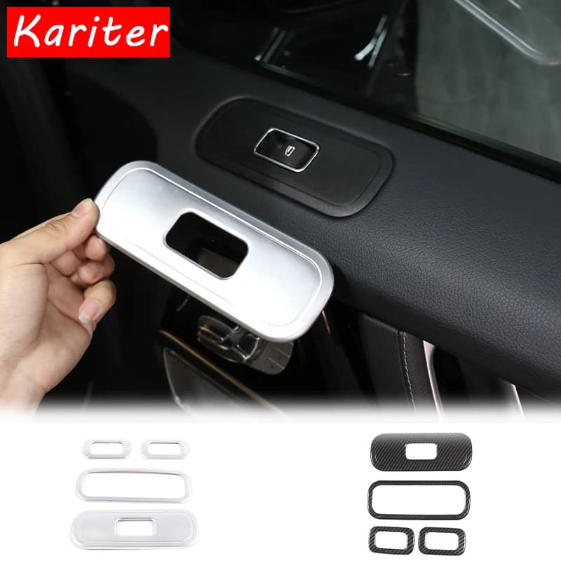 4Pcs For Mercedes Benz G Class 2019-2020 ABS Carbon Fiber Pattern Car Glass Lift Switch Decorative Frame Interior Accessories