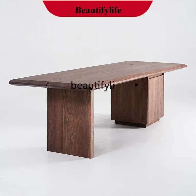 z183  Y Italian minimalist walnut solid wood rectangular dining table medieval designer retro dining table