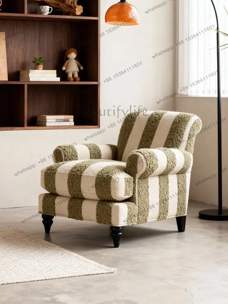 American retro style solid wood fabric casual sofa chair lazy tiger chair