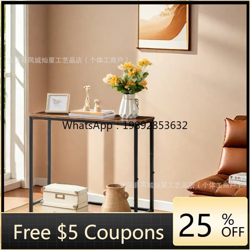 LYY Light Luxury Minimalist Entryway Table American Style Narrow Edge Iron Art Black Console Small Entryway Table Living Room