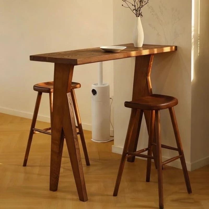 Retro solid wood small bar counter household wall long narrow table tables and chairs