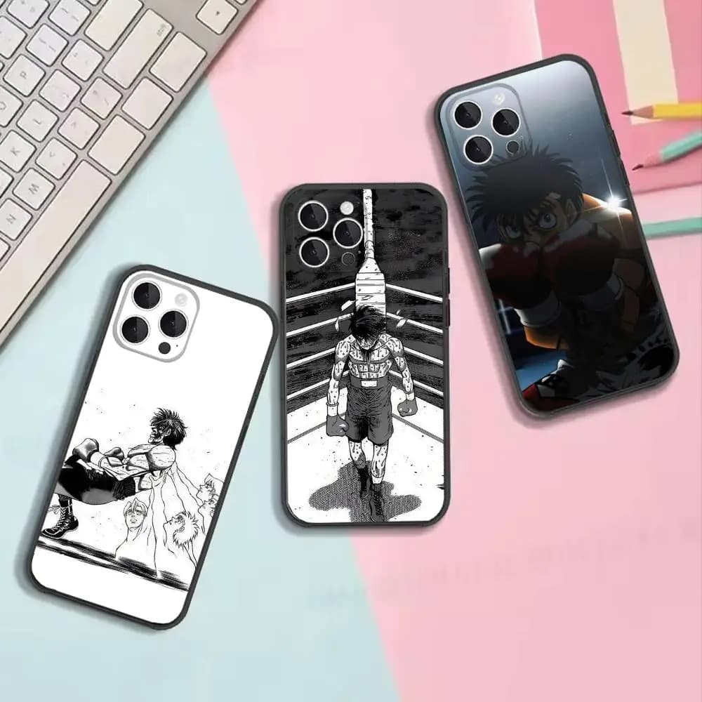 Hajime no Ippo Anime-g Shockproof Soft Black Cell Phone Cover, Fit for iPhone 11,12,13,14,15,16,17,Pro,Max,Plus,X,XS,SE4,Mini