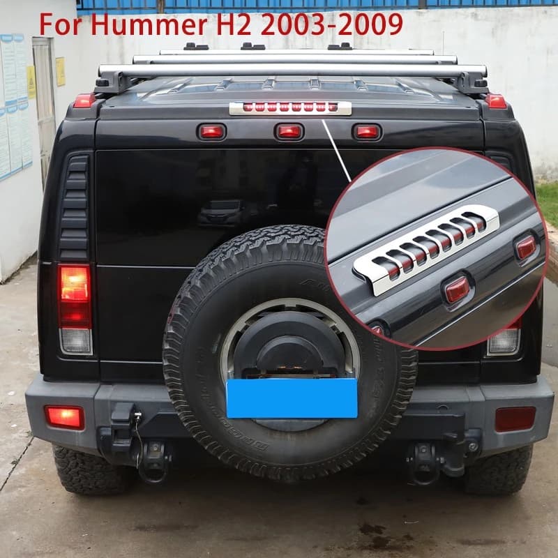 Aluminum Alloy For Hummer H2 2003-2009 Car High Mount Brake Light Protection Frame Sticker Bright Light Exterior Accessories