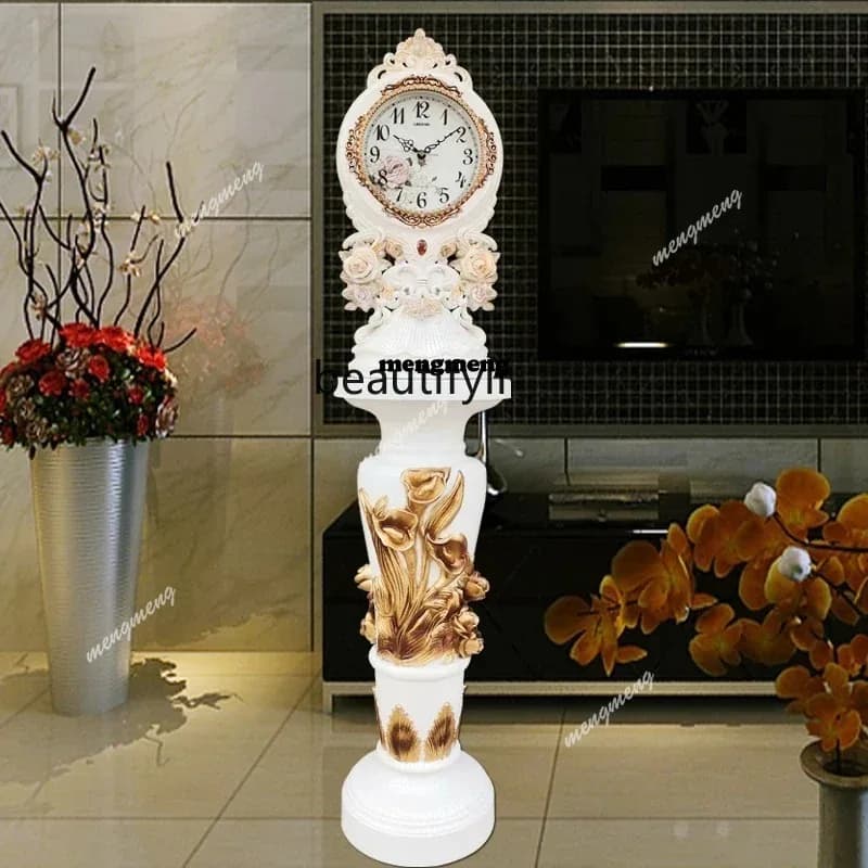 N  Floor clock Living room big clock European Vertical clock Floor-to-ceiling TV cabinet ornament