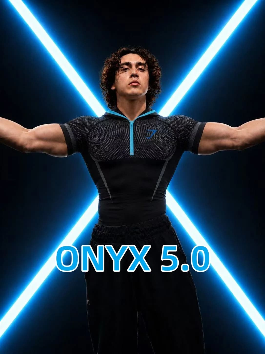 GYMSHARK ONYX 5.0 hooded short sleeved men's fitness suit, sports running strength training T-shirt, tight fitting top with cap