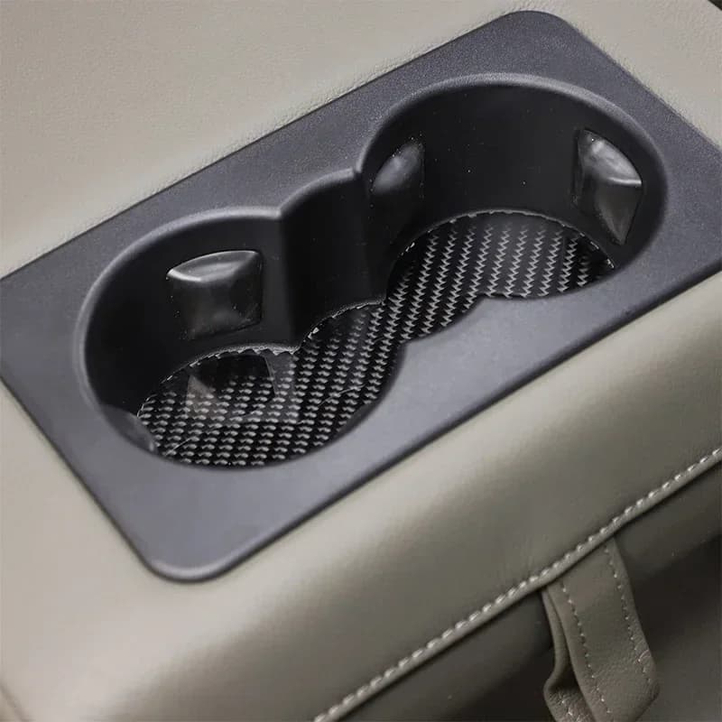 For Land Rover Defender 110 2022-2024 Car Rear Seat Hidden Water Cup Holder Slot Pad Soft Carbon Fiber Interior Accessories